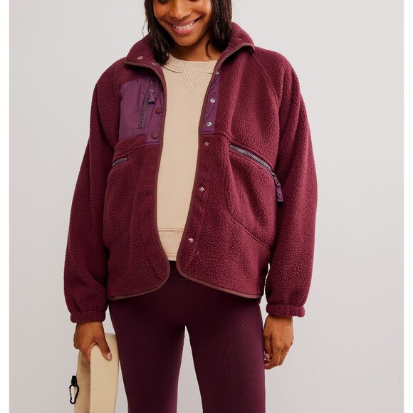 copy 🎉LAST CHANCE🎉 FP MOVEMENT Hatch Hit The Slopes Fleece Jacket /Deep Maroon - Picture 2 of 7